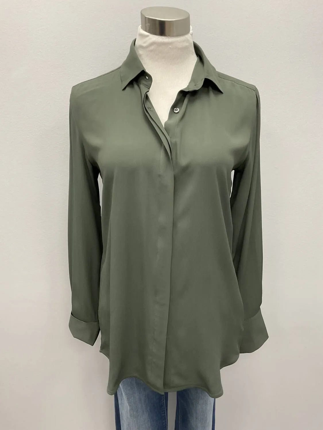 0039 Italy - OLIVE SILK/VISCOSE BLOUSE