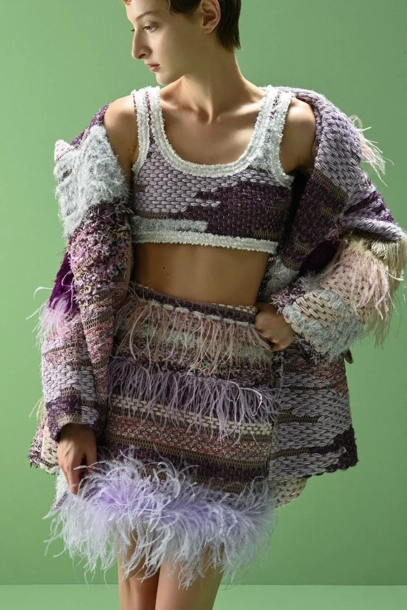AVRIL CROP TOP IN PURPLE MULTI