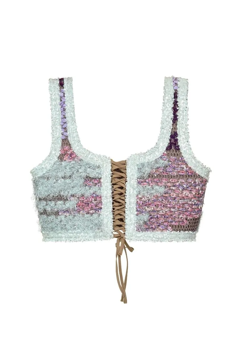 AVRIL CROP TOP IN PURPLE MULTI