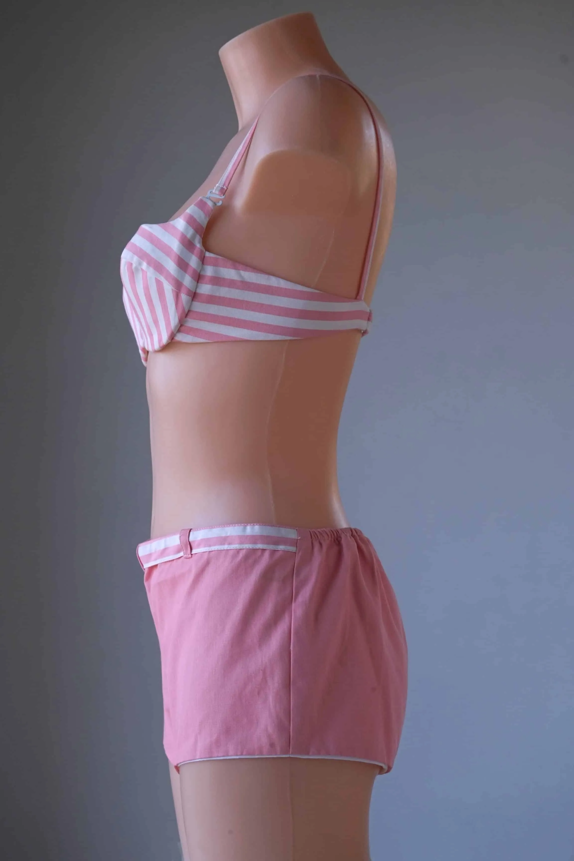AVRO Vintage 1960's Pink Striped Boyshorts Swimsuit