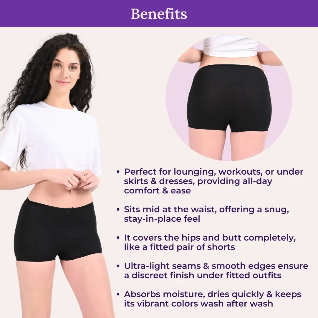BrZee Boyshorts | Lightweight Cotton-Elastane Fabric | Super Stretchy For Comfort | No Visible Panty Lines | Pack Of 3