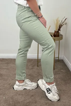 Ex M&Co Boyfriend Jeans Denim Sage Green