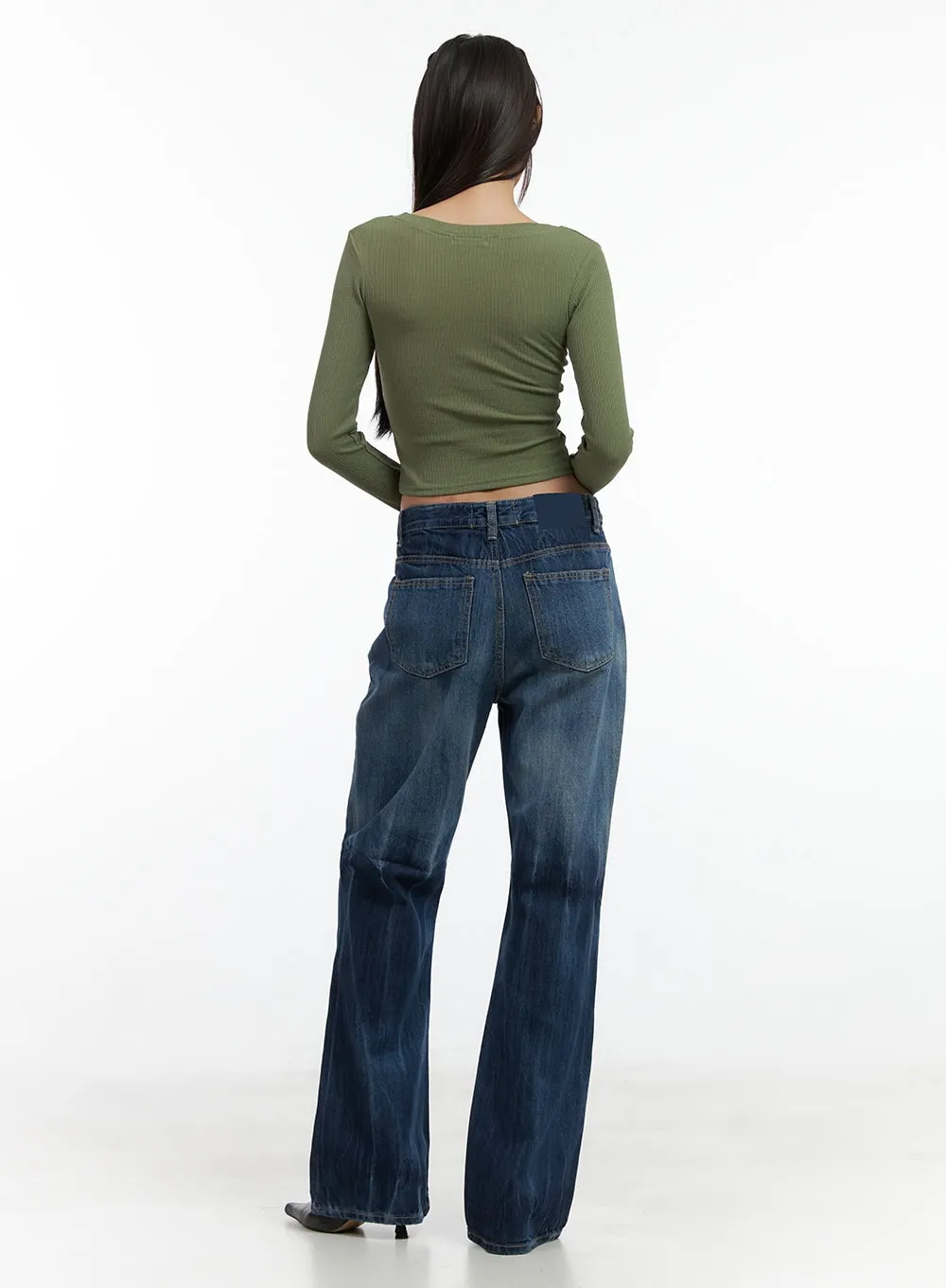 Freya Washed Blue Bootcut Jeans CO424