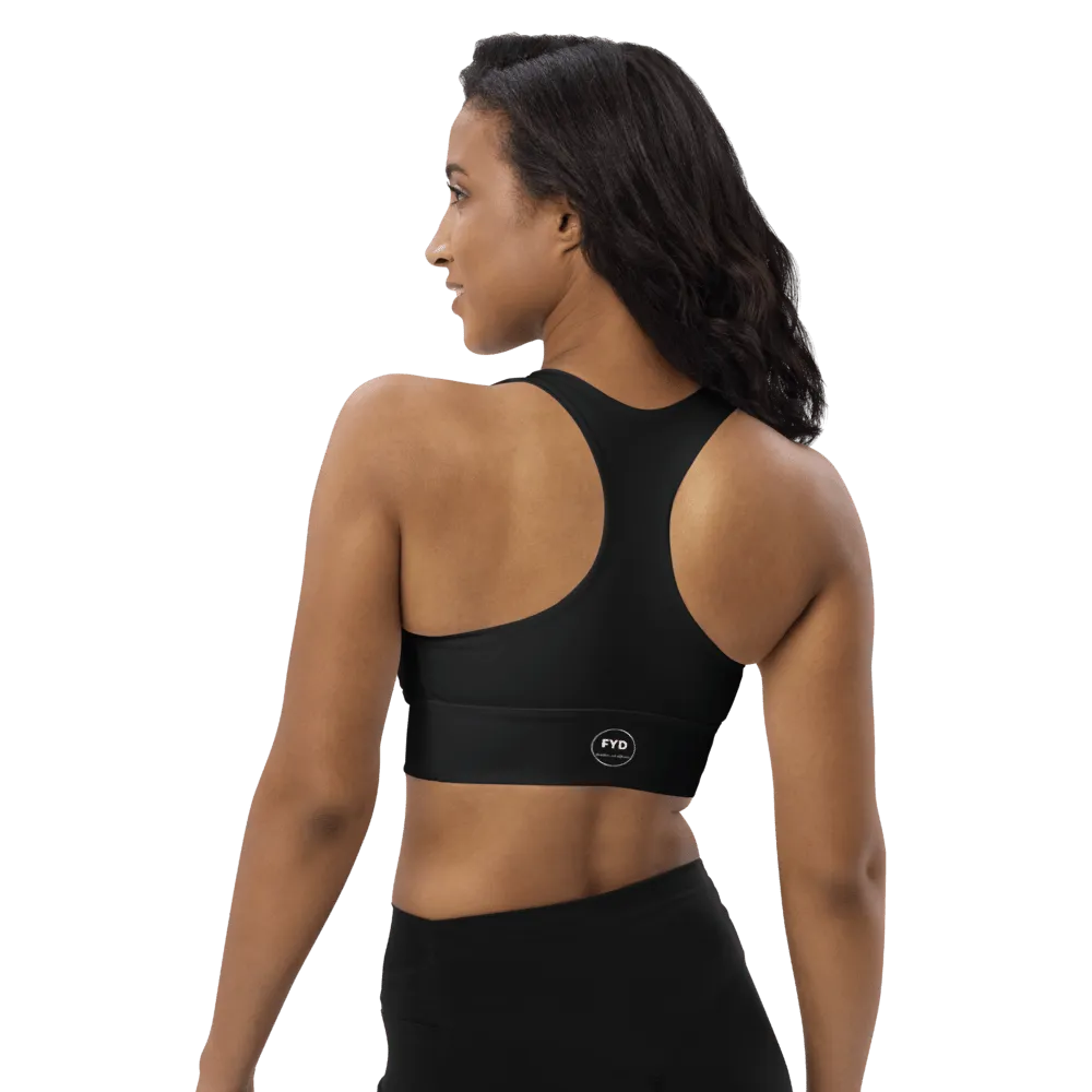 FYD Long-Line Sports Bra in solid black