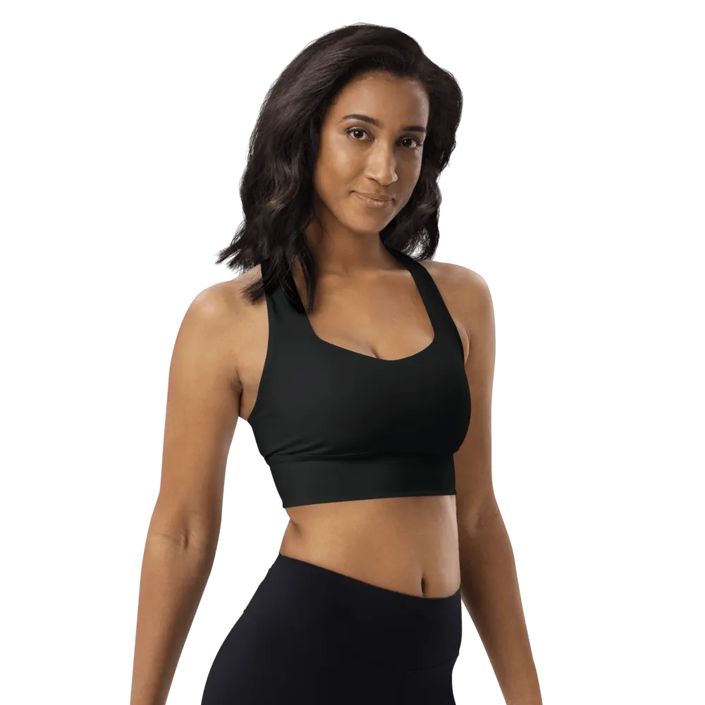 FYD Long-Line Sports Bra in solid black
