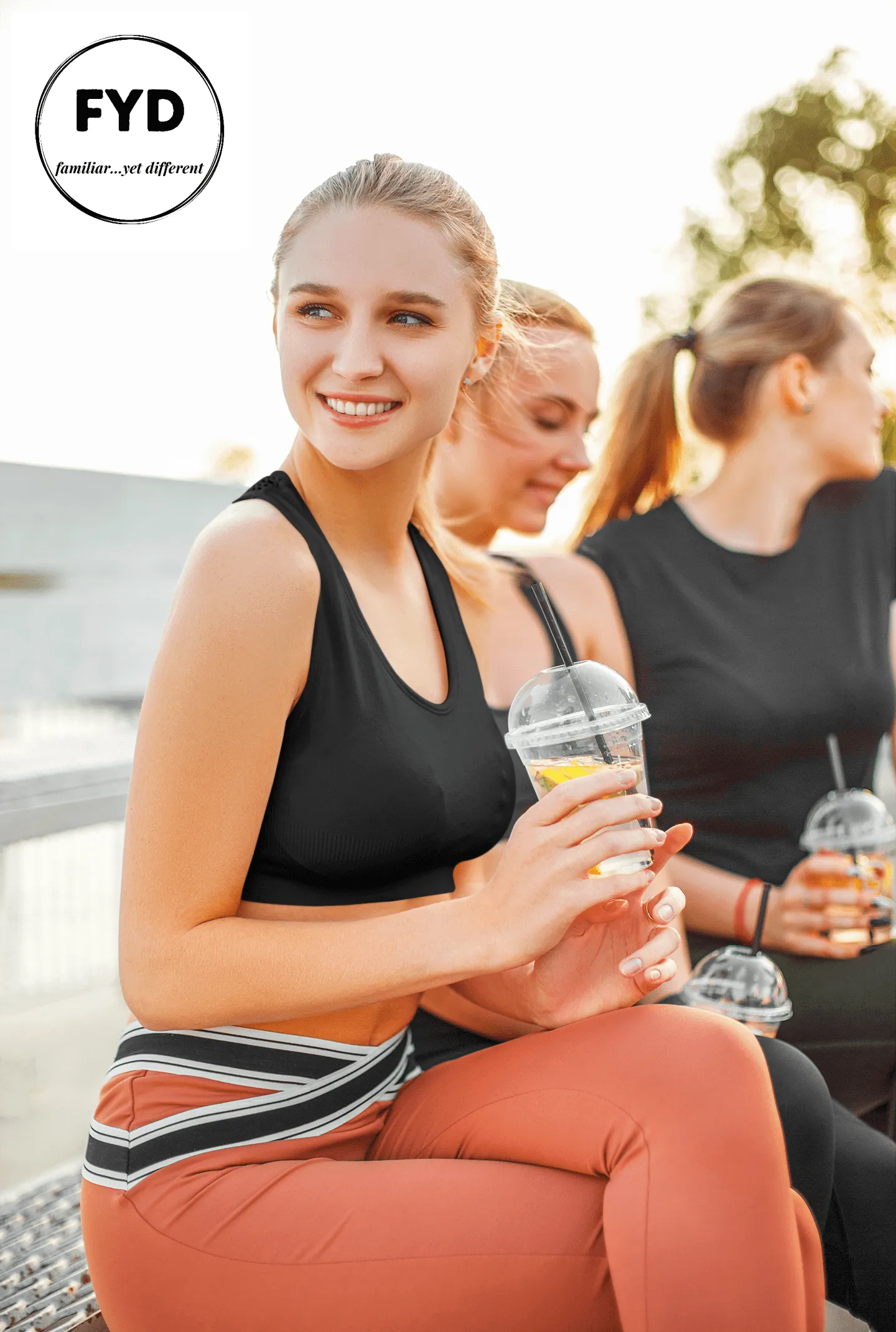 FYD Long-Line Sports Bra in solid black