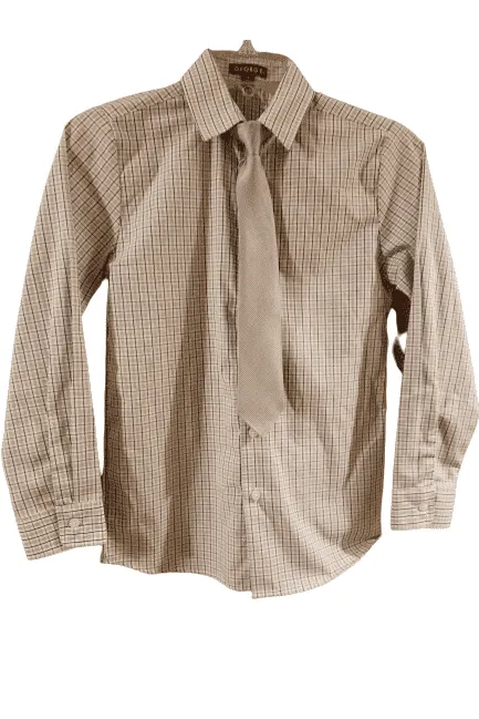 George boys purple plaid shirt and tie size 12