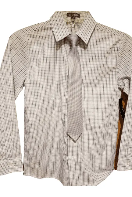 George boys purple plaid shirt and tie size 12