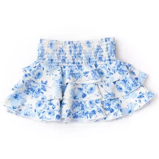 Hibiscus Rose Girls Smocked Ruffle Active Skirt