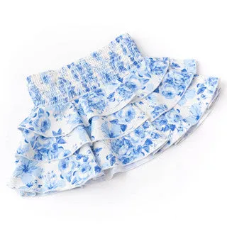Hibiscus Rose Girls Smocked Ruffle Active Skirt