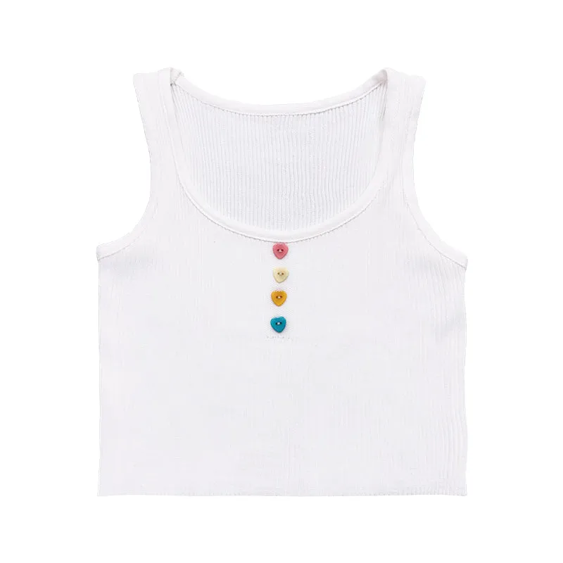 Love Heart Button Summer Tops