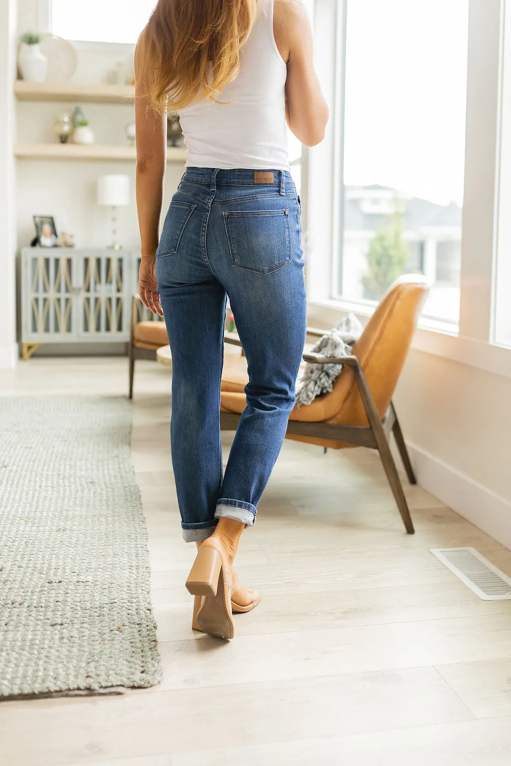 ONLINE EXCLUSIVE JUDY BLUE Colt High Rise Button Fly Distressed Boyfriend Jeans