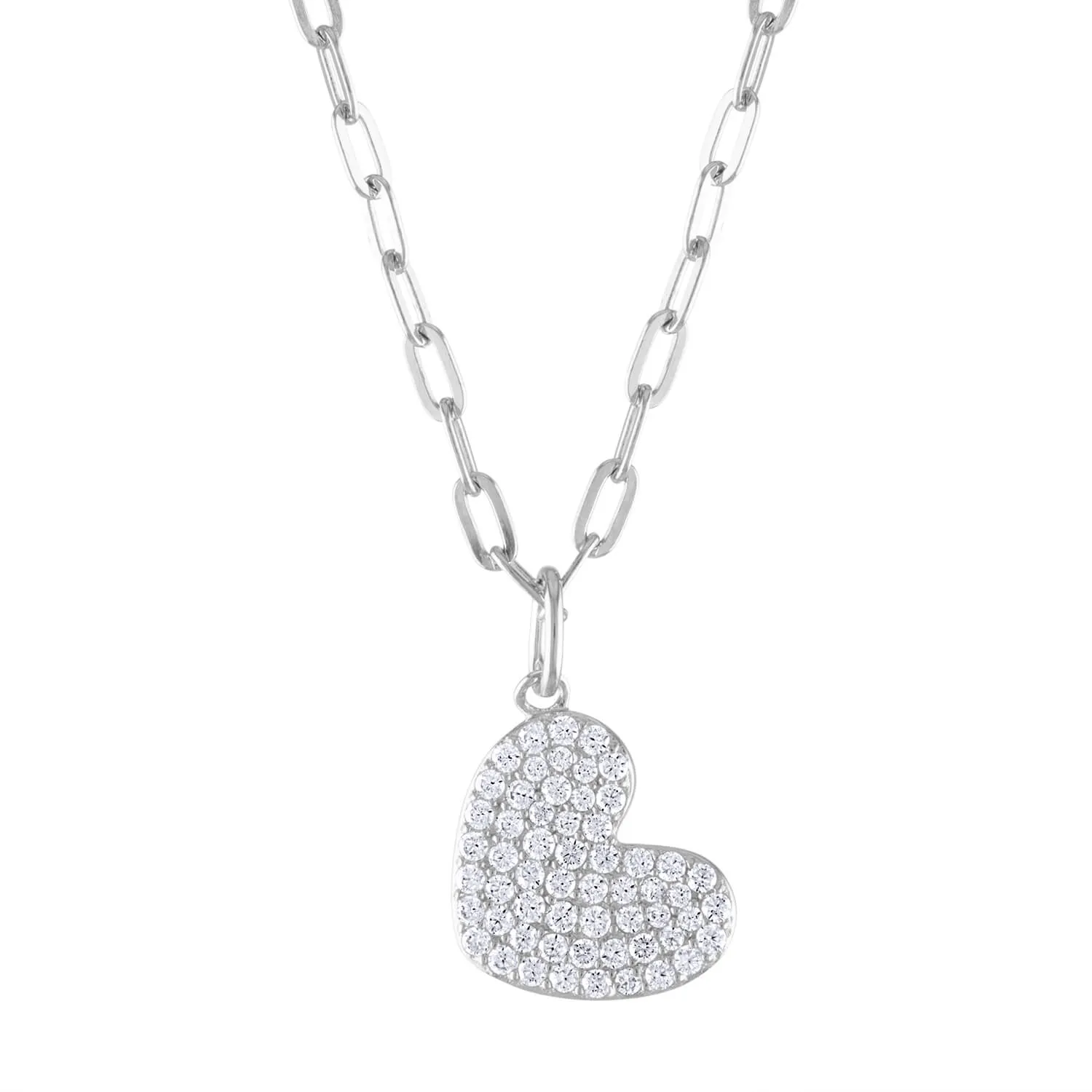 Pave Heart Charm Necklace