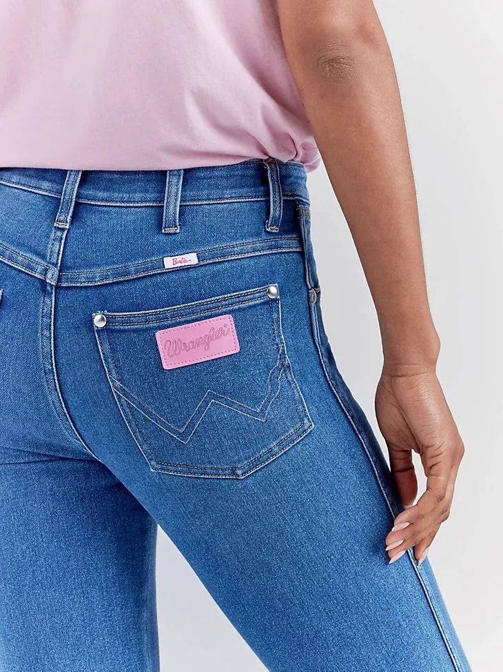 Wrangler X Barbie: Westward High Rise Bootcut Jean in Wrangler Blue